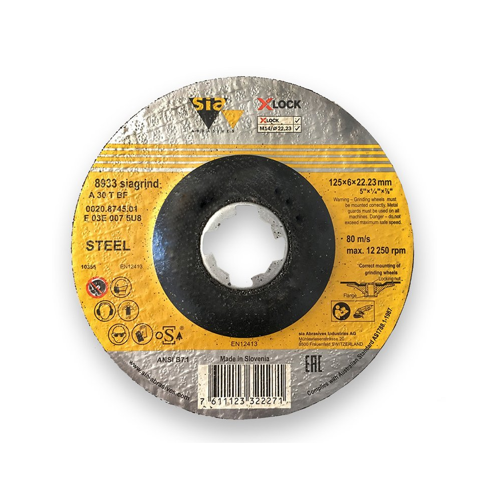 Slípiskífa "steinn" X-LOCK STEEL 125 mm. x 6 mm.